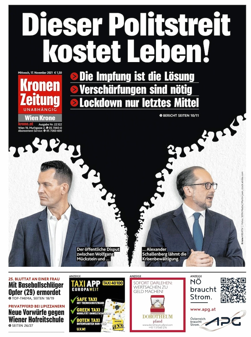 Statt einer klaren Linie und Kommunikation herrschte innerhalb der türkis-grünen Regierung lange Zeit Chaos und Streit. Das hinterlässt tiefe Spuren in der politischen Landschaft und auch in Sachen Vertrauen in die Politik. (Bild: "Krone", Krone KREATIV)