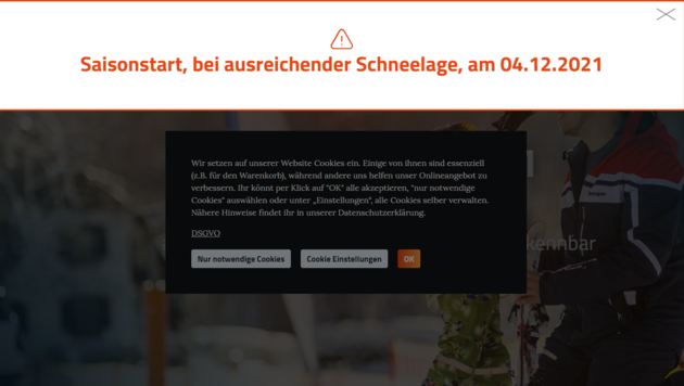 Screenshot der Homepage am Freitagvormittag. (Bild: zVg)