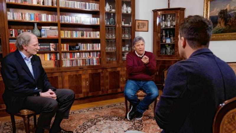 Clemens Hellsberg (li.), Moderator Michael Fally (Mitte), Peter Schröcksnadel (Bild: Mario Urbantschitsch)