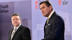 Wiens Finanzstadtrat Hanke (re.) und Bürgermeister Ludwig (Bild: APA/Hans Punz)
