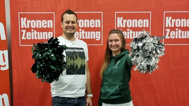 Amina Hebinger machte aus Podcaster Patrick Jochum einen echten Cheerleader (Bild: JOMO KG)