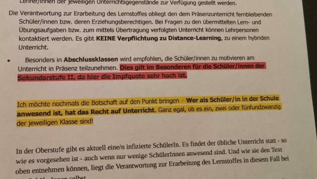 Dieser Brief verunsichert zahlreiche Eltern. Bildungsdirektorin Penz klärt auf. . . (Bild: zvg)