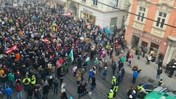 Hunderte Maßnahmengegner blockierten die Innenstadt (Bild: privat)