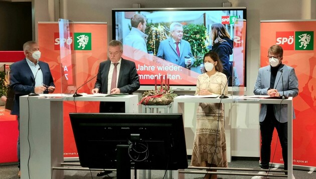 Steirische SPÖ-Spitze präsentiert das Spendenergebnis (Bild: SPÖ Steiermark)