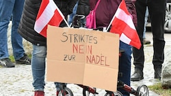 Impfpflicht-Gegner Anfang Dezember bei einer Demo (Archivbild) (Bild: P. Huber)