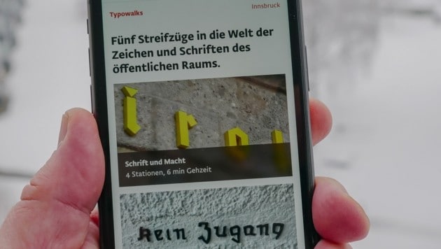 Die Stadtspaziergänge können jederzeit mithilfe des Smartphones durch Aufrufen der „Typowalks “-Website gestartet werden. (Bild: Berger Hubert)