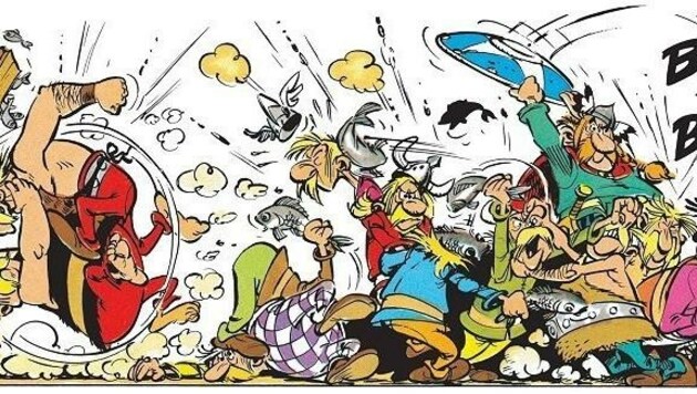 Die berühmteste Massenschlägerei der Literatur: Die Gallier um Asterix befetzen sich auch liebend gerne untereinander. (Bild: Goscinny/Uderzo)