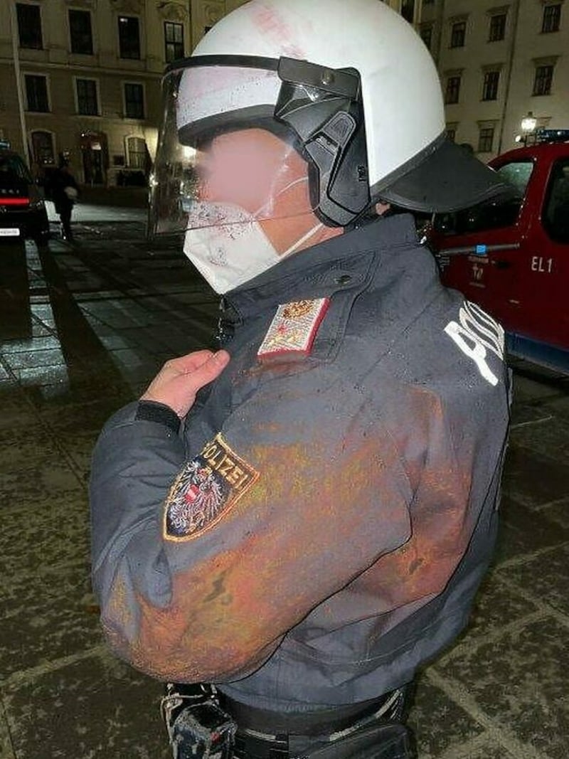 Fünf Polizisten wurden bei den Demos verletzt. (Bild: LPD WIEN, Krone KREATIV)