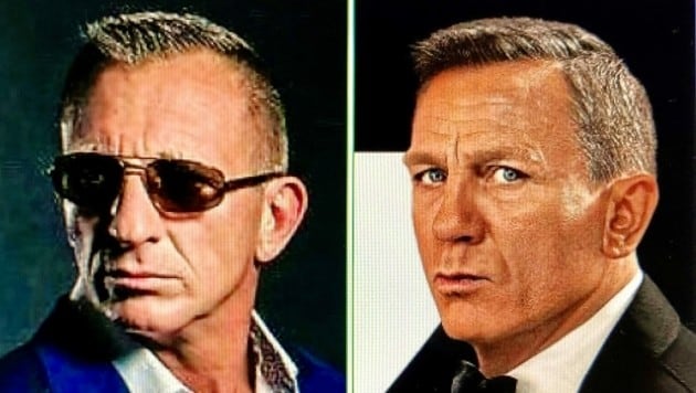 Max Fraisl aus Eisenstadt ist außerhalb von Lockdowns gefragter Doppelgänger des 007-Originals Daniel Craig. Ihre Ähnlichkeit ist durchaus verblüffend. (Bild: Max Fraisl/Universal Pictures Int. Austria GmbH)