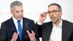 Herbert Kickl feuert erneut wild Richtung Kanzler Karl Nehammer (ÖVP). (Bild: APA, Krone KREATIV)