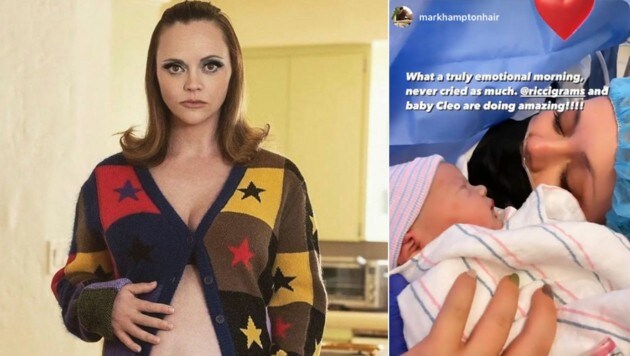 Gerade noch hat Christina Ricci mit Babybauch für Marc Jacobs geworben (l.), jetzt ist sie auch schon Mama. (Bild: www.instagram.com/riccigrams)