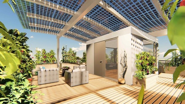 Das Grazer Einfamilienhaus ist derzeit in Planung: Gleich drei von vier Seiten sollen mit einer Photovoltaik-Anlage ausgestattet werden. (Bild: APA/Kaltenegger & Partner Architekten)