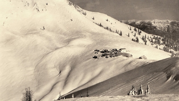 Feistritzer Alm mit Ositernig im Winter 1936. (Bild: Gailtaler Zeitbilder)