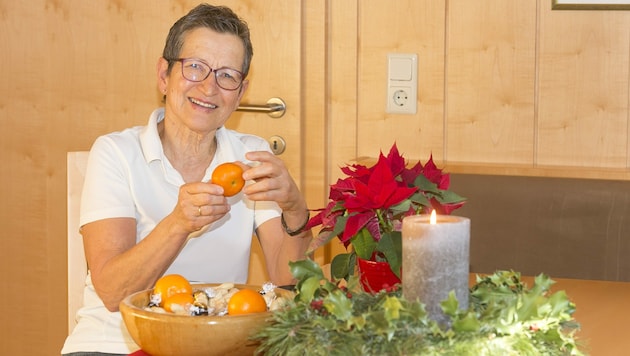 Noch versüßt sich Greti Schmid die Adventszeit mit Orangen, Nüssen und Schokokugeln. Demnächst kommt die gebürtige Südtirolerin wieder in den Genuss eines „Bozener Zelten“. (Bild: Mathis Fotografie)