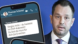 Brisante Chats von Ex-ÖBAG-Chef Schmid und Großinvestor Wolf erhärten für die Justiz den Verdacht der Bestechung. (Bild: Krone KREATIV; APA/Hans Punz)