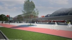 Immer wieder löst das neue Mobilitätszentrum in Lienz Diskussionen aus. (Bild: ÖBB ostertagarchitects)