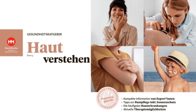 Der neue Ratgeber „Haut verstehen“ - derzeit in der Apotheke oder kostenlos als Download. (Bild: MedMedia Krone KREATIV)