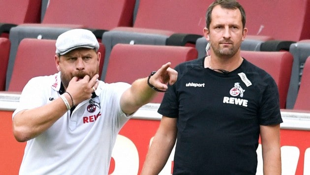 Kölns Trainer Steffen Baumgart und Team-Manager Denis Lapaczinski (r.) (Bild: AFP or licensors)