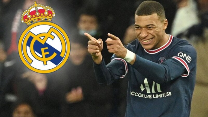 Kylian Mbappé liebäugelt mit einem Wechsel zu Real Madrid. (Bild: AFP, krone.at-grafik)