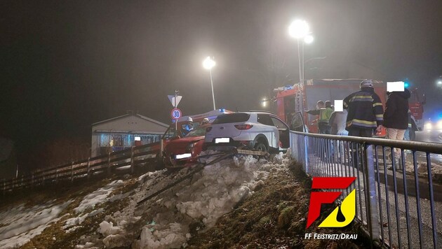 An den beiden beteiligten Fahrzeugen entstand erheblicher Sachschaden. (Bild: zVg/FF Feistritz/Drau)