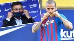 Dani Alves (li.) bei seiner Rückkehr zu Barca im November 2021, Ex-Barca-Präsident Josep Maria Bartomeu (kleines Bild) (Bild: AFP, AP)