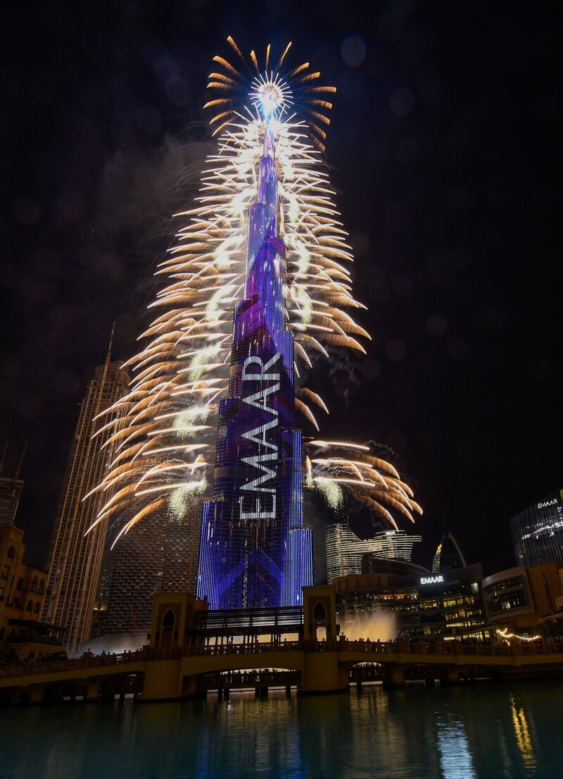 Feuerwerk am Burj Khalifa in Dubai (Bild: STRINGER / AFP)