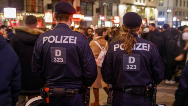 Polizeibeamte sorgten zu Silvester und am Neujahrstag in der Wiener Innenstadt für Ruhe und Ordnung. (Bild: APA/FLORIAN WIESER)