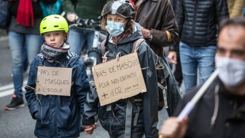 Proteste gegen die Maskenpflicht in Frankreich (Archivbild) (Bild: AFP)