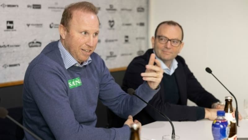 Geschäftsführer Christoph Längle (r.) hatte Ludovic Magnin erst im Jänner ins Ländle geholt. (Bild: Maurice Shourot)