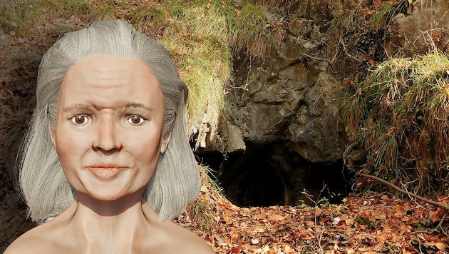 So dürfte die „älteste Steirerin“ ausgesehen haben. Gefunden wurde ihr Skelett 1909 in der Josefinenhöhle bei Peggau. (Bild: UMJ/Modl, Hochschule Mittweida/SIT Darmstadt - Labudde/Becker/Rosenfelder)