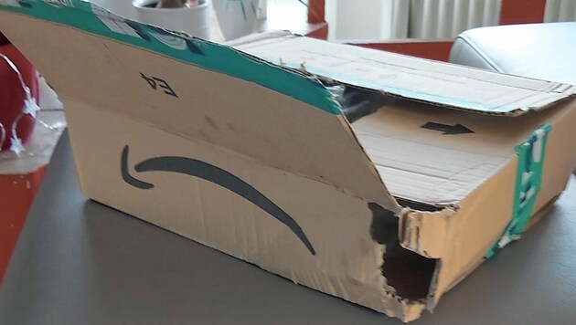 Das im Vorraum des Wohnblockes abgestellte Paket wurde von einem Dieb aufgerissen, der Inhalt gestohlen. (Bild: zVg)