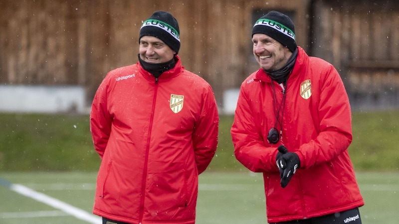 Markus Mader already worked with assistant coach Martin Schneider (right) during his first stint in Lustenau. (Bild: Maurice Shourot)