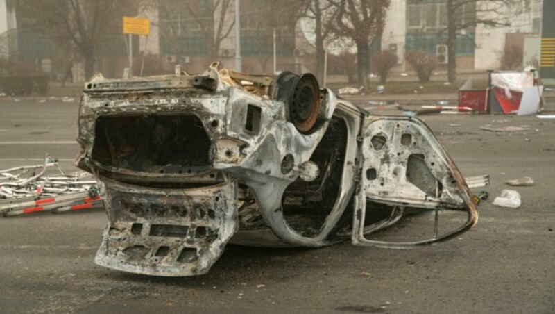 In der Wirtschaftsmetropole Almaty kam es zu schweren Ausschreitungen. (Bild: APA/AFP/Alexander Bogdanov)