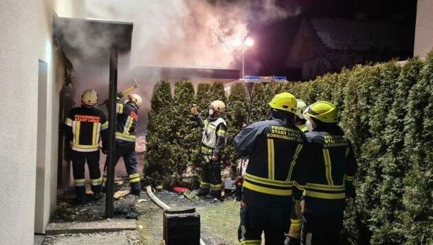 Das Feuer befand sich im Eingangsbereich des Einfamilienhauses. (Bild: Brunner Images | Brunner Philipp | www.brunner-images.at)