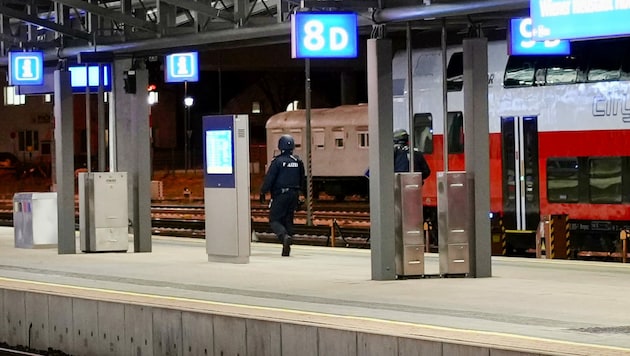 Zwei rivalisierende Gruppen gerieten am Donnerstagabend am Bahnhof Wiener Neustadt aneinander. Die Folge: ein Großeinsatz der Polizei. (Bild: APA/DOKU-NOE.AT)