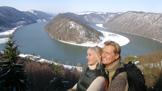 Der Donausteig bei Schlögen, Herzstück des Wandertourismus, wird auch im Winter genutzt (Bild: WGD Donau Oberösterreich, Weissenbrunner)