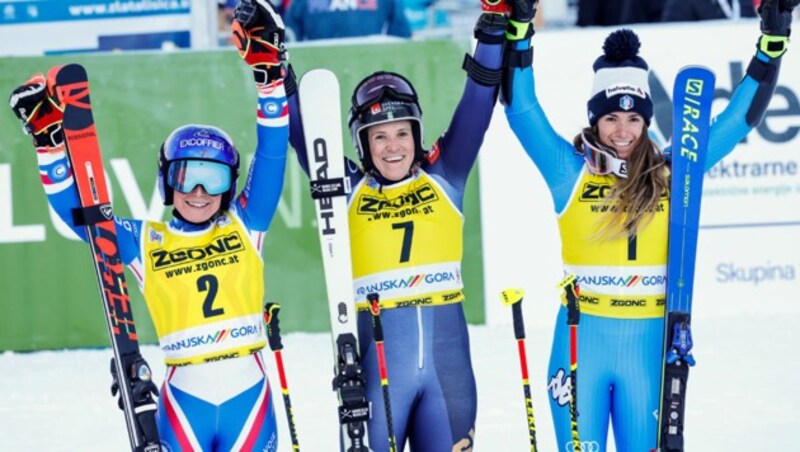 Tessa Worley (FRA), Sara Hector (SWE) und Marta Bassino (ITA (Bild: GEPA pictures)