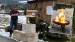 Norbert Stadler ist sauer. Diese Feuerschale, die er zur Glühwein-Spenden-Aktion mitbrachte, wurde gestohlen (Bild: Stadler)