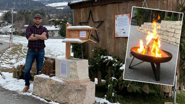 Norbert Stadler ist sauer. Diese Feuerschale, die er zur Glühwein-Spenden-Aktion mitbrachte, wurde gestohlen (Bild: Stadler)