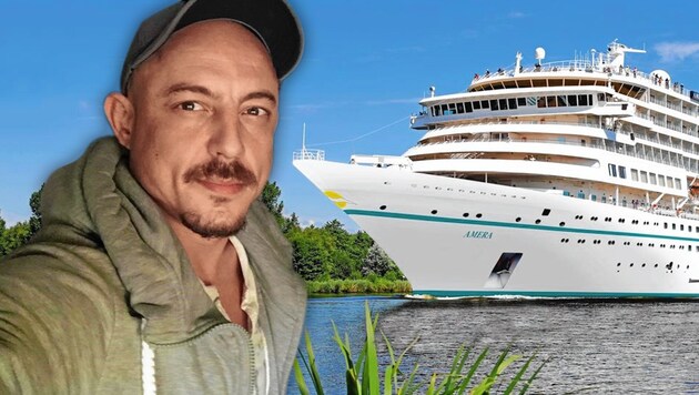 Jack S. ist mit der Crew an Bord der MS Amera in Deutschland „gefangen“. (Bild: Jack S., Phoenix Reisen/MS Amera, Krone KREATIV)