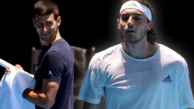 Novak Djokovic und Stefanos Tsitsipas (Bild: AFP or licensors)