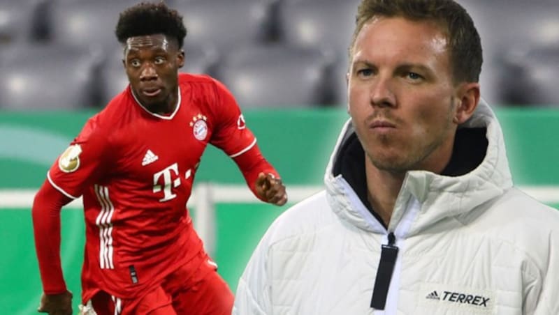 Alphonso Boyle „Phonzie“ Davies und Trainer Julian Nagelsmann (Bild: AP, krone.at-grafik)