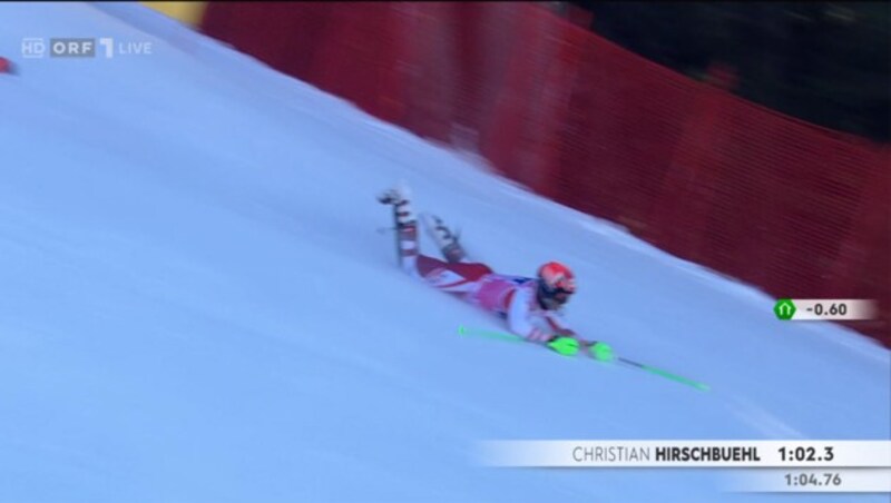 Der Sturz beim Slalom von Wengen im Jänner 2022 hatte für Christian Hirschbühl fatale Folgen. (Bild: Screenshot ORF)