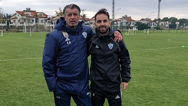 Trainer Kurt Russ mit Neuzugang Okan Aydin (Bild: Aydin)