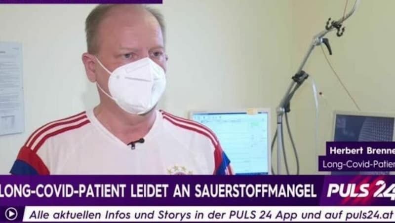 Herbert Brenner spricht im Interview mit Puls 24 über seine Corona-Erkrankung und die Long-Covid-Diagnose. (Bild: Screenshot/Puls 24)