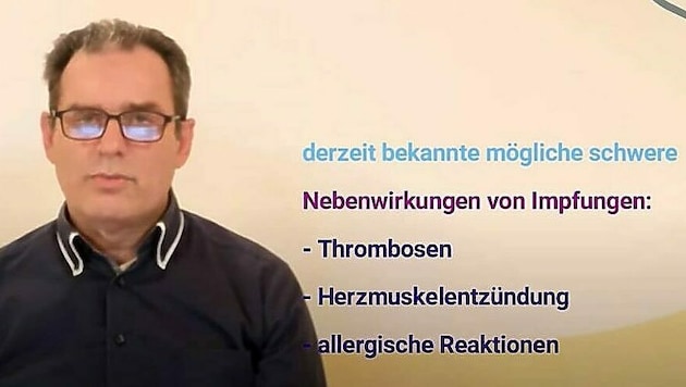 Ein Online-Video als Aufreger: Oberst Manfred Scheinast hält gar nichts von der Impfung . (Bild: Screenshot/YouTube)