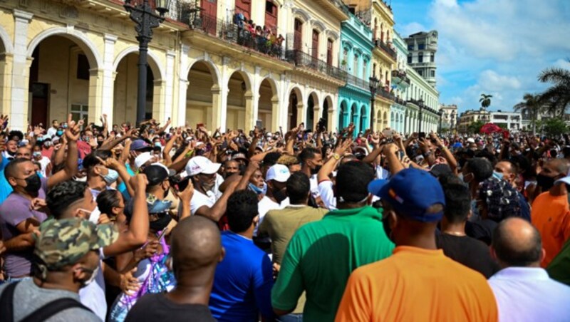 Die Protestbewegung in Cubas Hauptstadt Havanna (Bild: AFP)