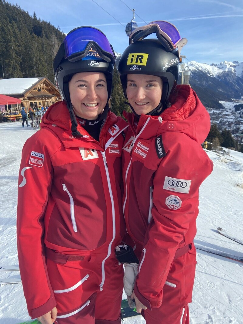 Lena Wechner (li.) und Michelle Niederwieser durften sich über ihre besten Europacupresultate freuen. (Bild: Peter Weihs/Kronenzeitung)