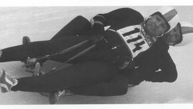 Josef Feistmantl und der Salzburger Manfred Stengl auf dem Weg zu Olympiagold 1964 in Innsbruck. (Bild: Honorar)