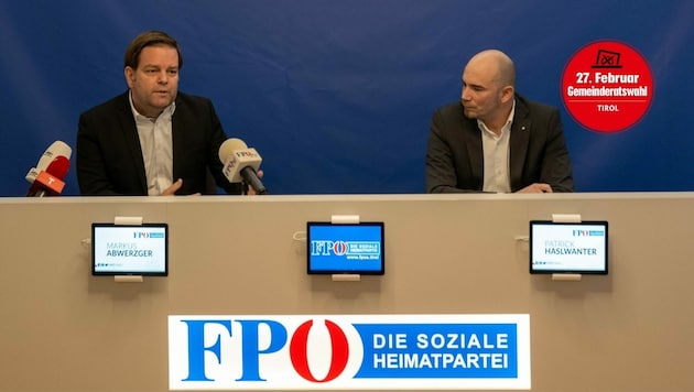 Markus Abwerzger und Wahlkampfleiter Patrick Haslwanter. (Bild: APA/LIEBL DANIEL)